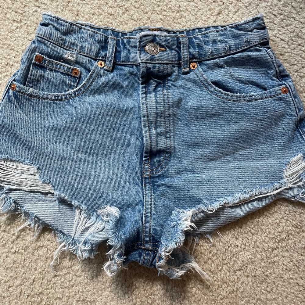 Zara, high rise jean shorts